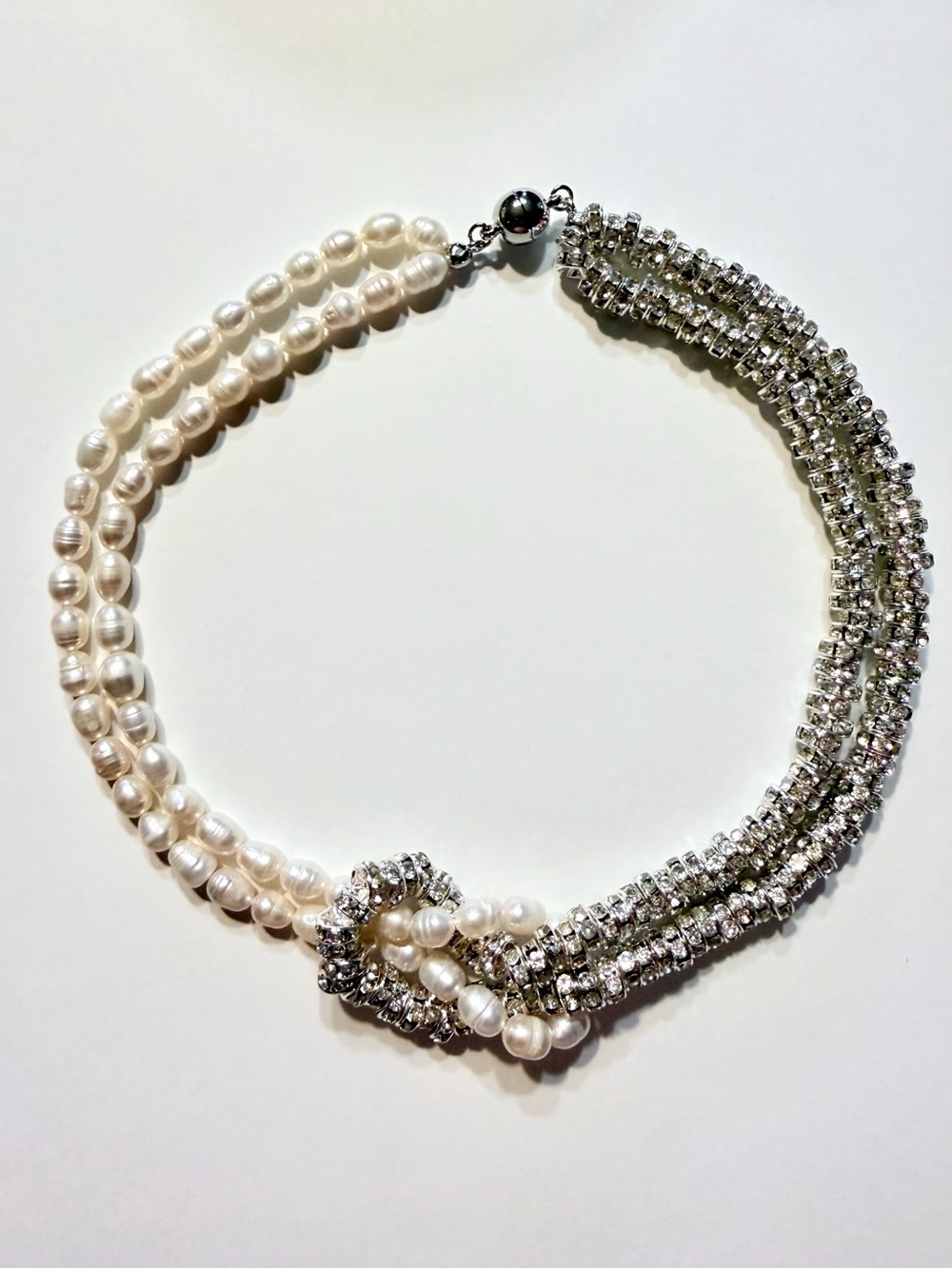 8 Other Reasons Multi-Strand Necklace knot Choker Real Pearls Crystals New